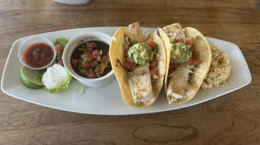 Coyote grill fish tacos, Laguna beach, California