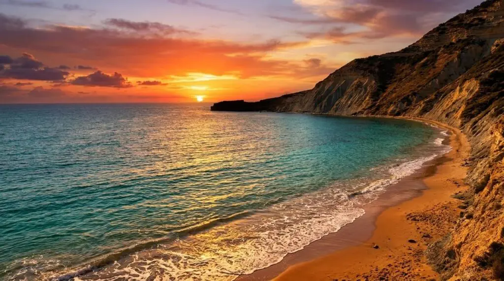 El Morro Beach at sunset in california