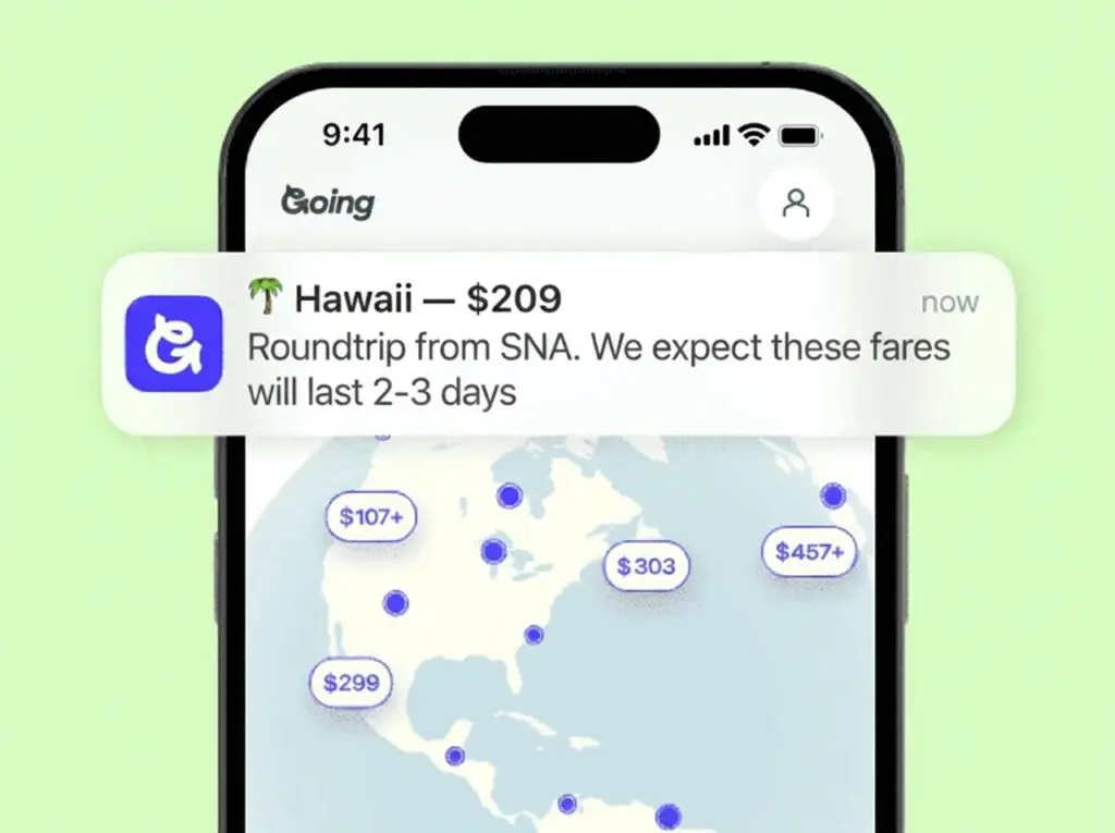 Going.com price alert from a flight from John Wayne Airport (SNA) to Hawaii