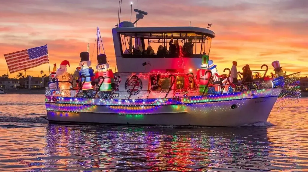 Newport Beach Boat Parade at Sunset