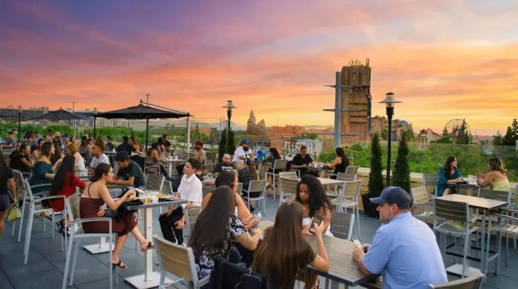 The FIFTH rooftop Bar in Anaheim overlooking Disneyland