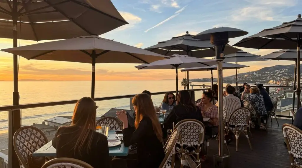 The rooftop lounge in Laguna Beach overlooking the pacific ocean.