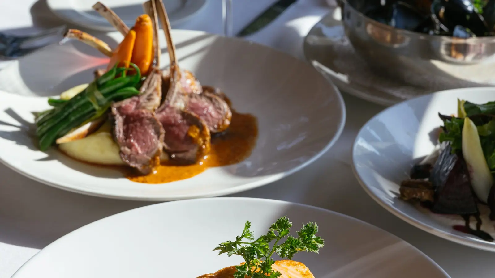 Harbor-view brunch plate and dining room vibe at Bayside Restaurant in Newport Beach