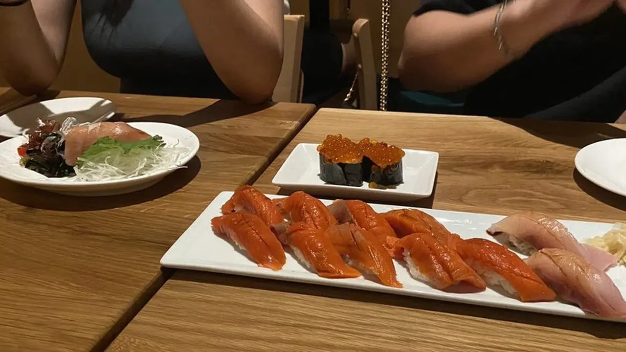Nigiri and ikura plates at Ohshima Japanese Cuisine in Orange