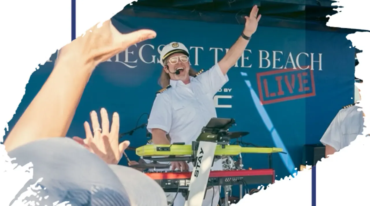 Live music performer on stage at SeaLegs at the Beach on Bolsa Chica State Beach