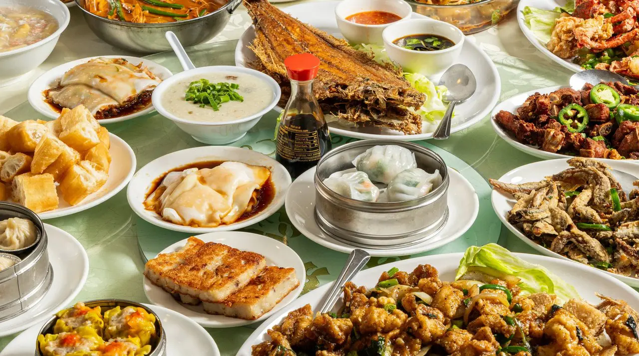 Dim sum plates and seafood dining at Seafood Cove 2 in Westminster Little Saigon